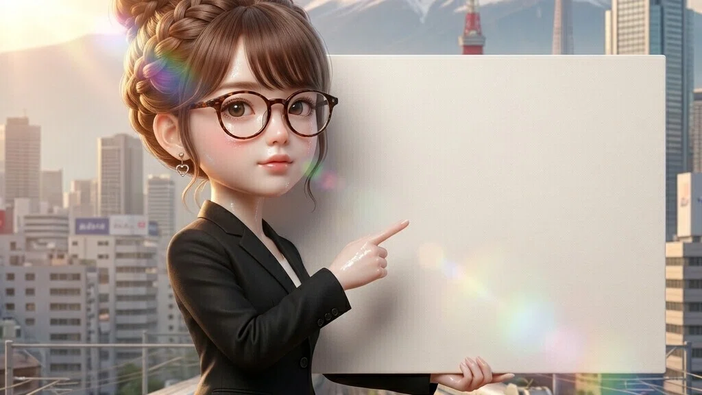 日本人 イラスト 会社員 指差し メッセージボード AI画像/by 日本人クリエイター/写真販売 AI画像 有料<40枚:350円>商用利用可02