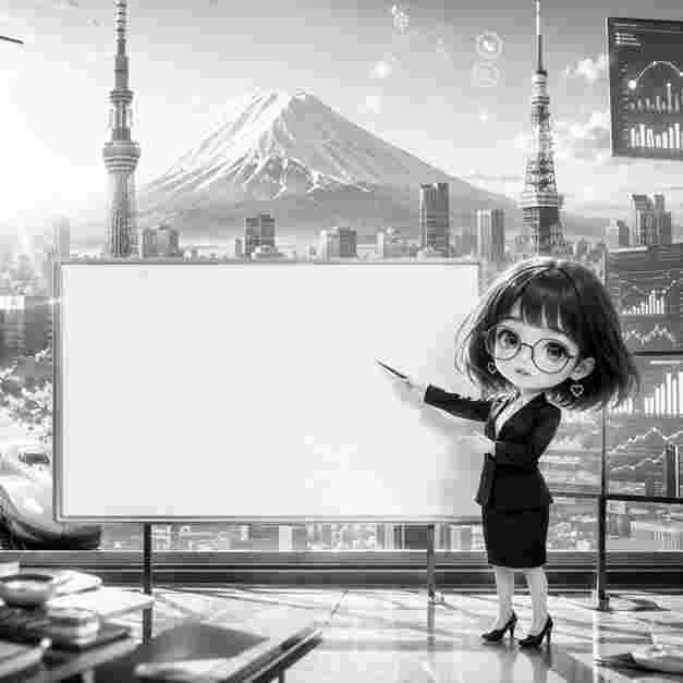 日本人 イラスト 会社員 指差し メッセージボード AI画像/by 日本人クリエイター/写真販売 AI画像 有料<40枚:350円>商用利用可(サンプル)06
