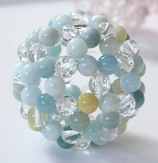 ✨(3月の誕生石)フラーレン 6mmマルチカラーアクアマリン＆水晶