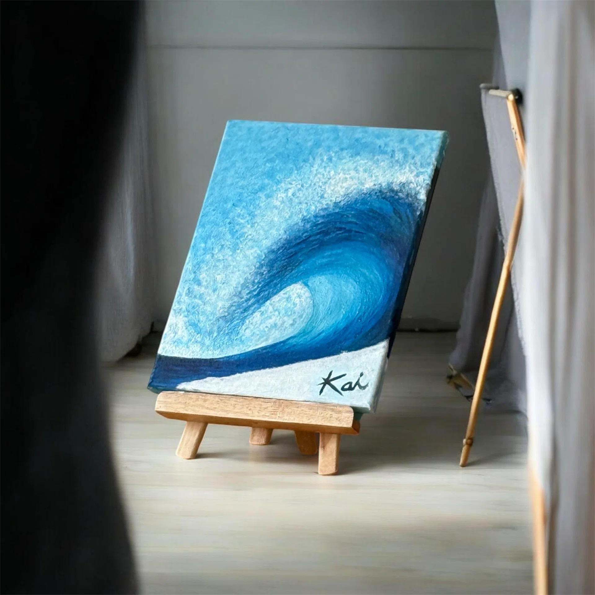 アクリル絵の具で「波のトンネル（チューブ）」を描きたい 2026/5/27