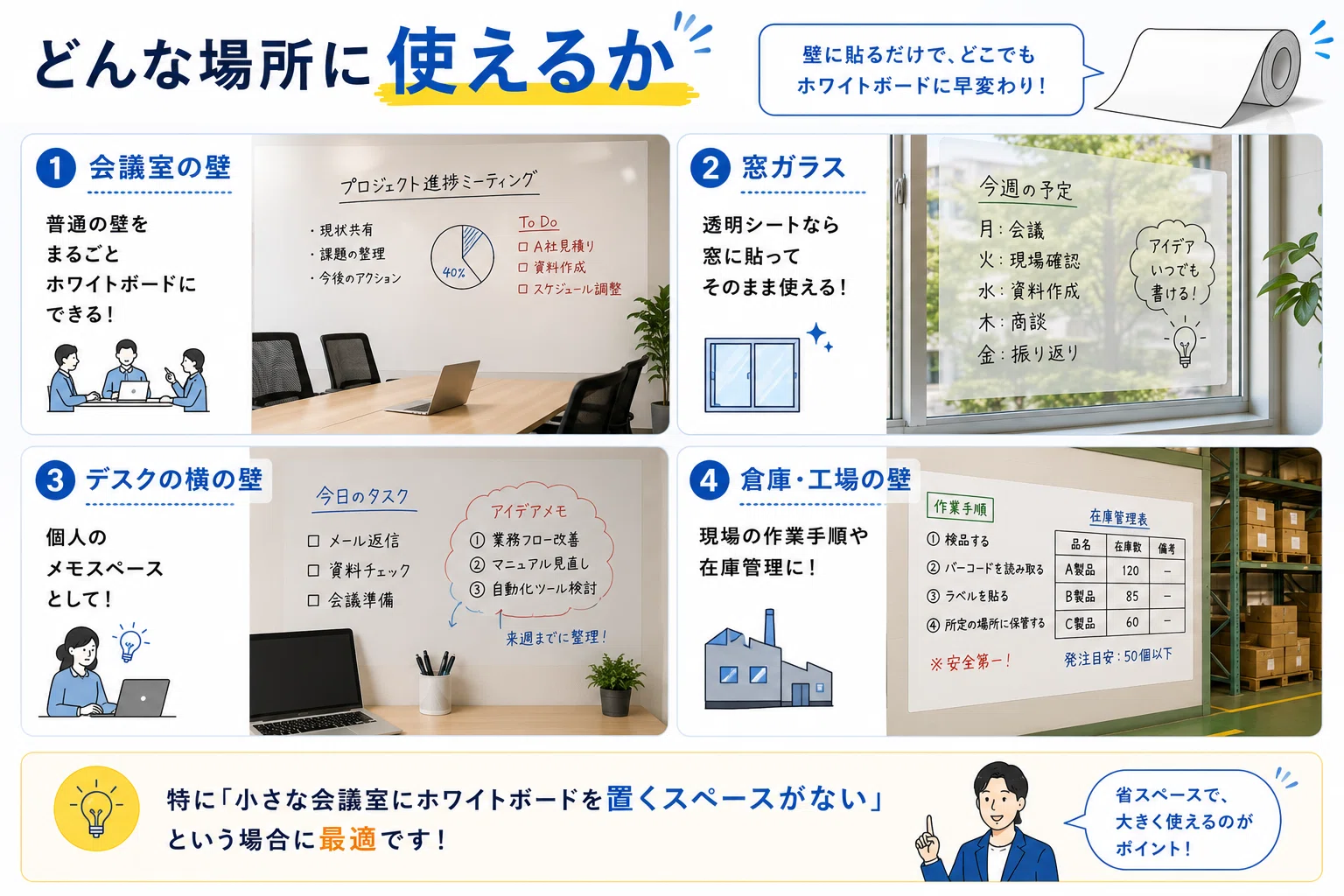 DX担当、気づけば”ホワイトボードシート”にこだわるようになった話。壁 