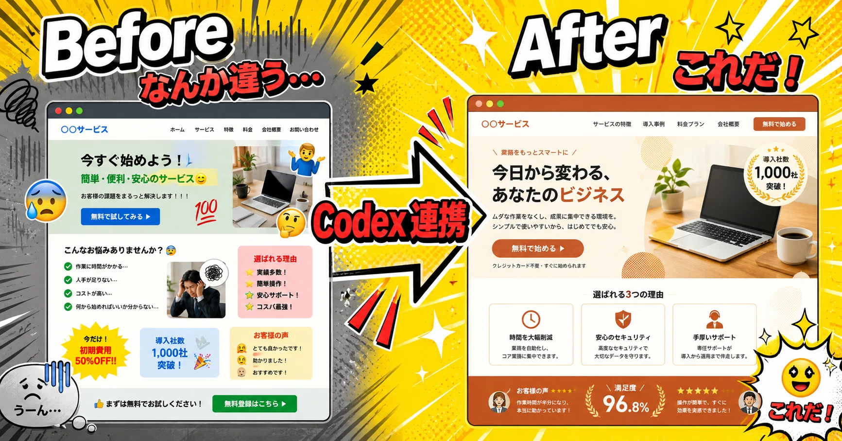 なんか違う」LPが、Codex連携で