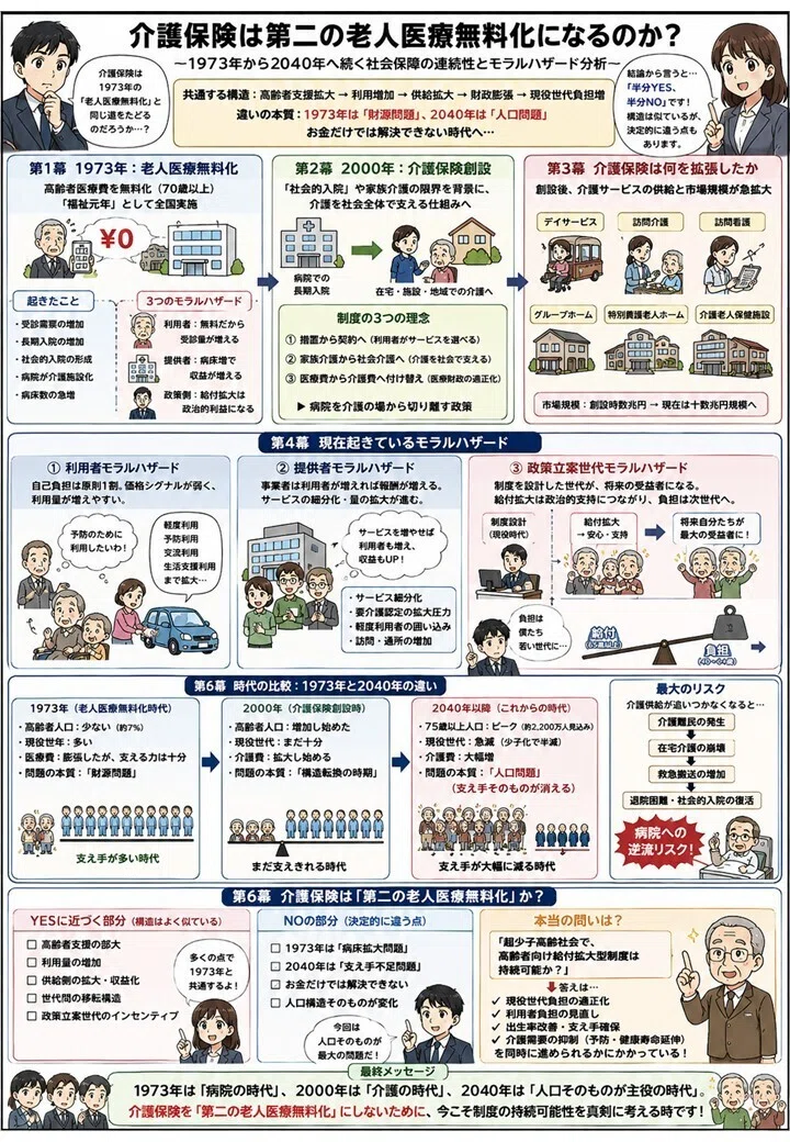 老人医療費無料化（1973年）と介護保険制度は、政策立案世代のモラル