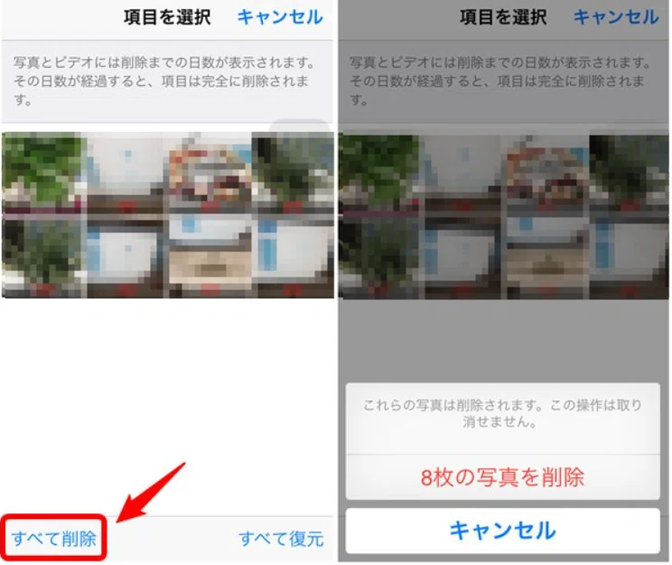 最近削除した項目