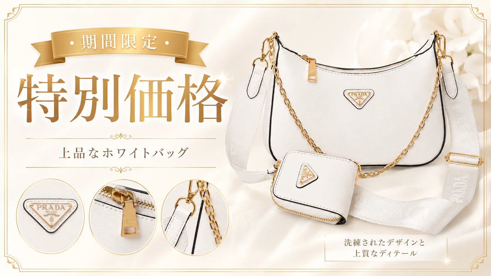 【期間限定値下げ！】PRADA レザー ショルダーバッグ プラダ Re-Edition 期間限定・特別価格で楽しむ上品ショルダーバッグ