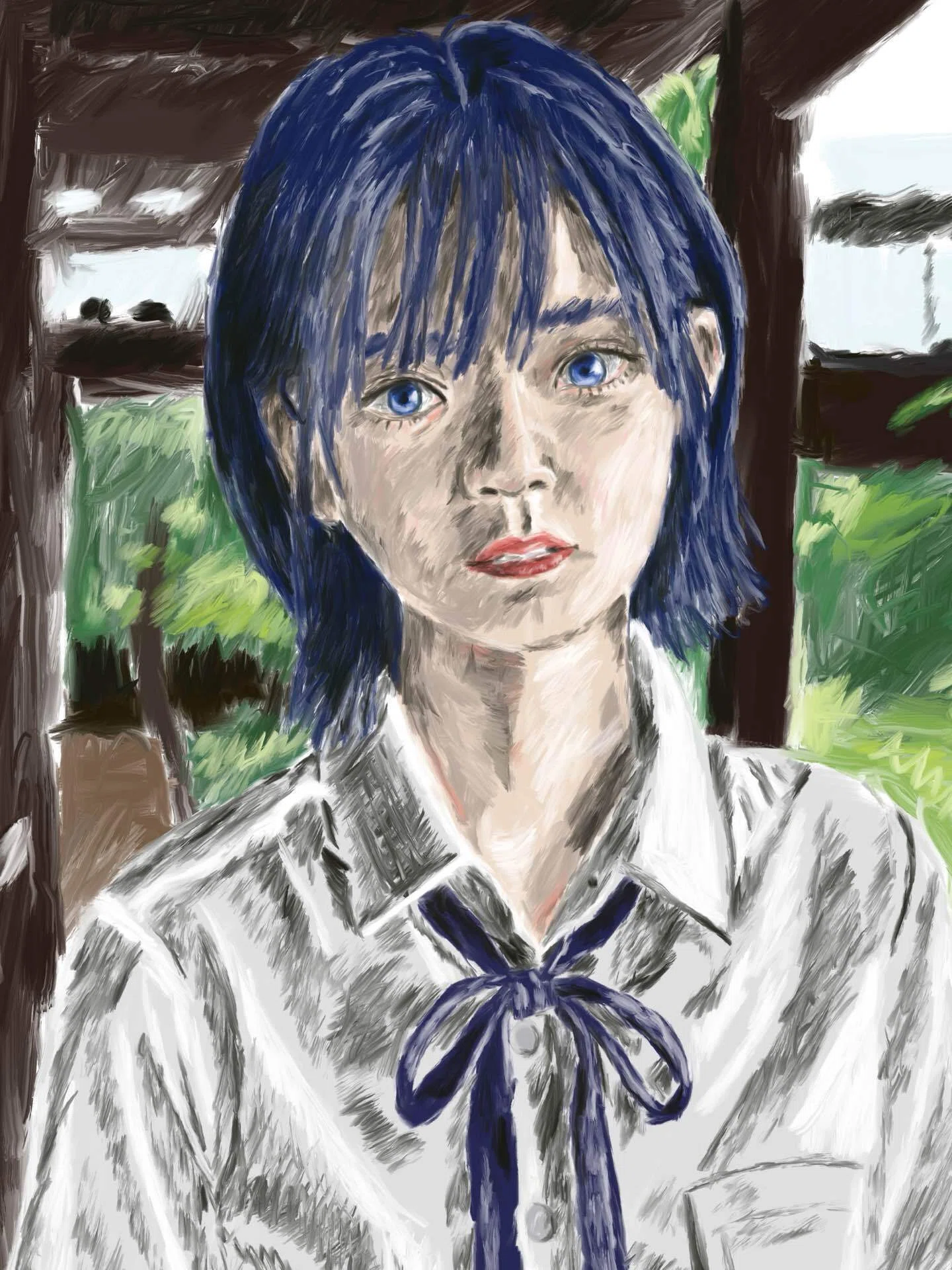 水判土カスミの自称自画像、また描いてみました 2026/05/25｜水判土