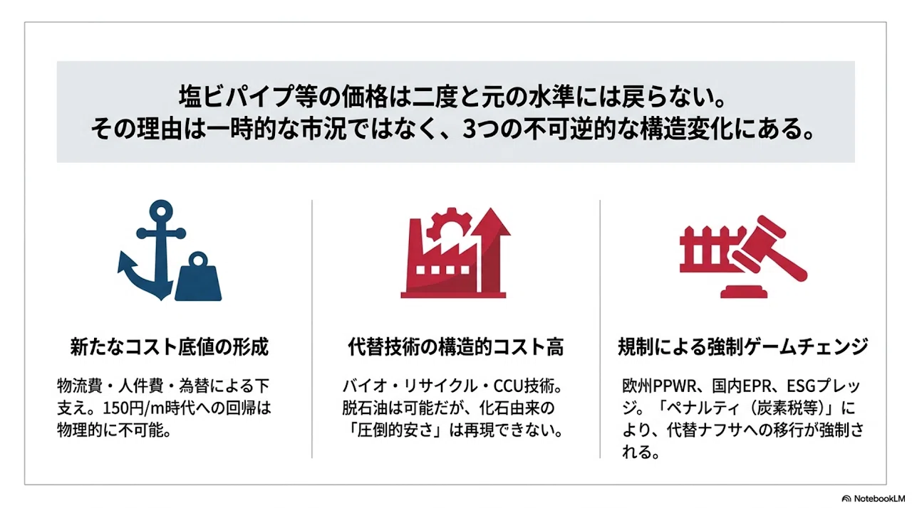 塩ビパイプを例に読み解く：プラスチック製品価格の「恒久的」高騰と