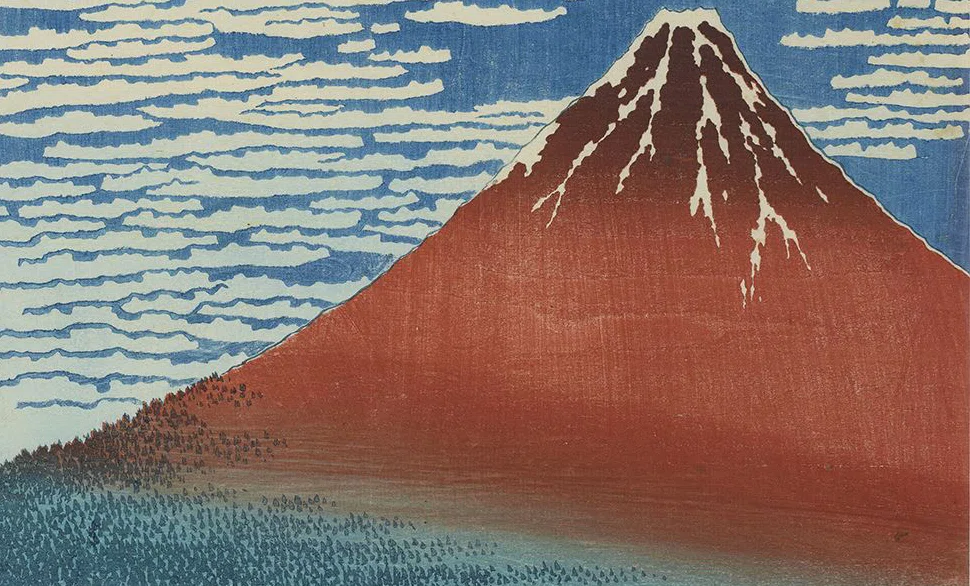 冨嶽三十六景」展出品作② 葛飾北斎《凱風快晴》天保元年～4年頃（1830