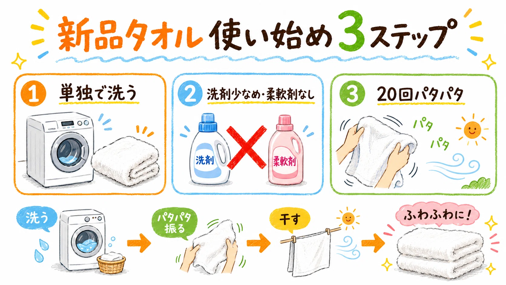 新品タオルは、最初の洗い方で気持ちよさが変わります〜タオルソムリエ 