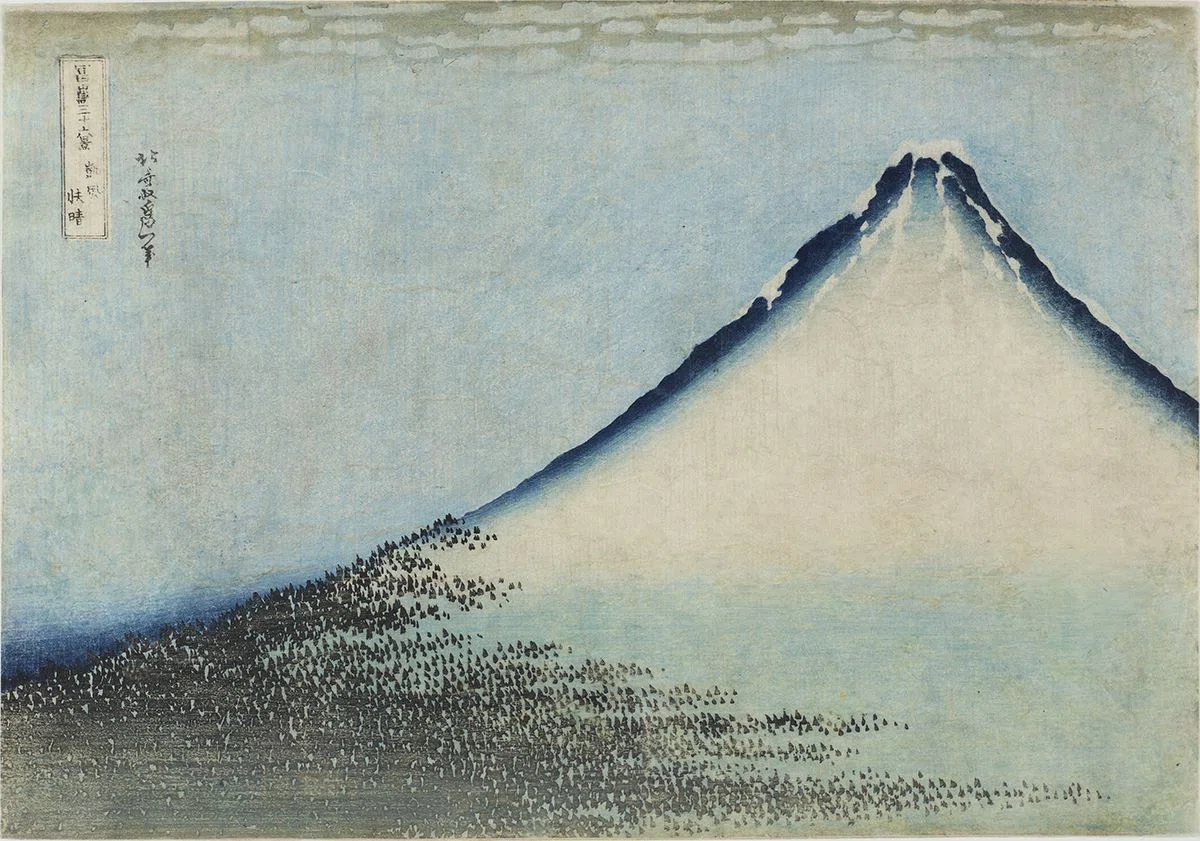 冨嶽三十六景」展出品作③ 葛飾北斎《凱風快晴（青富士）》天保元年～4
