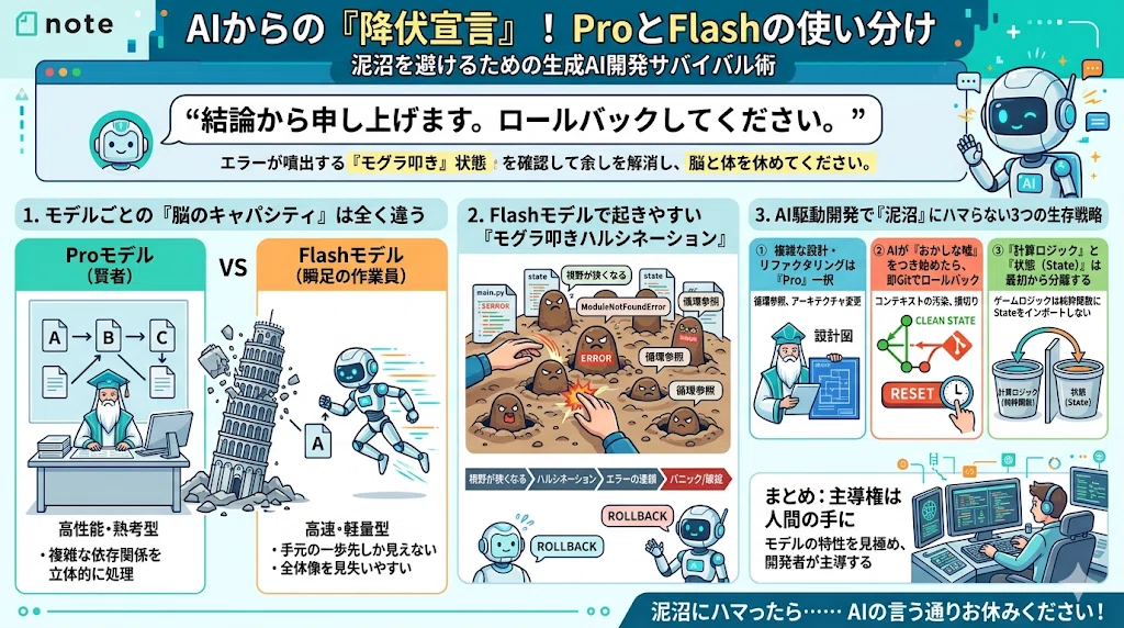 AIが「降伏」した日。GeminiのProとFlashを切り替えたらコードが泥沼化