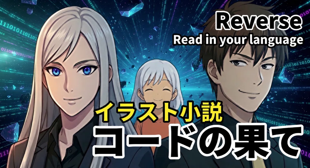 多言語対応note版『コードの果て』
第6章「Reverse」の新サムネイルです。
背景の変更と「Read in your language」を追加しました。