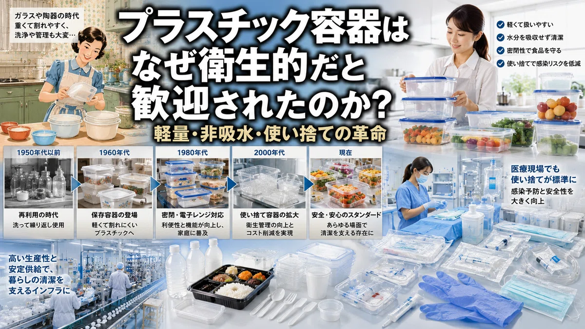 プラスチック容器はなぜ衛生的だと歓迎されたのか？軽量・非吸水