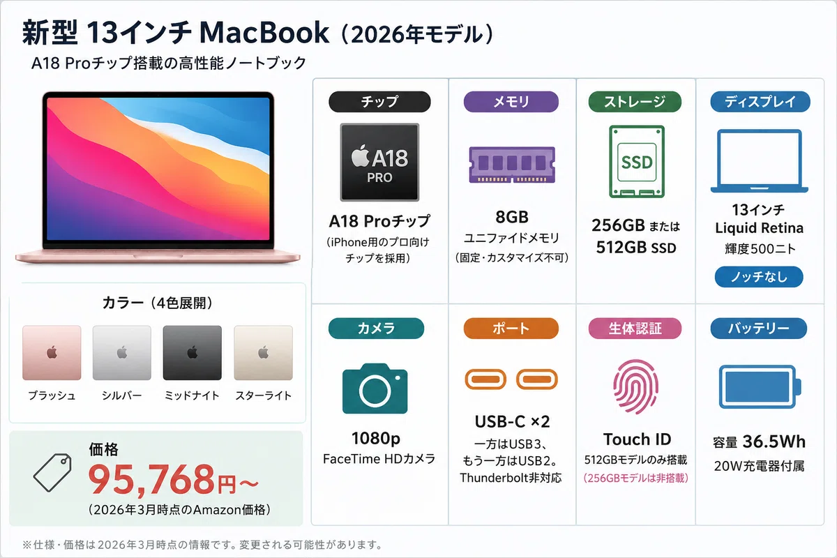 AppleMacBookNeo 13インチ LiquidRetinaディスプレイをレビュー