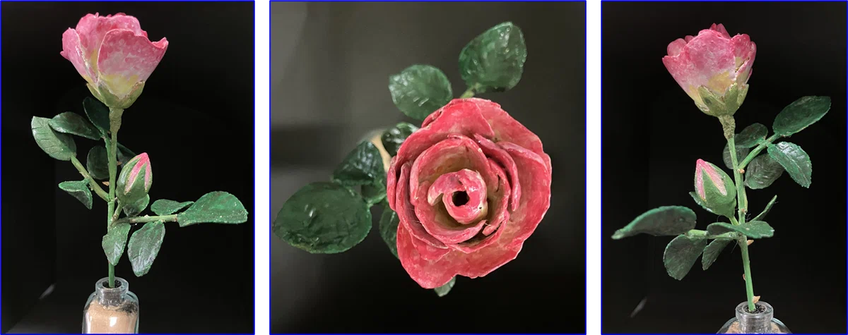 【一点物】アボカドの種から彫り出した「情熱のミニ薔薇」 Rose: Re-challenge - Single Flower Vase｜アボカド（種）アートの部屋