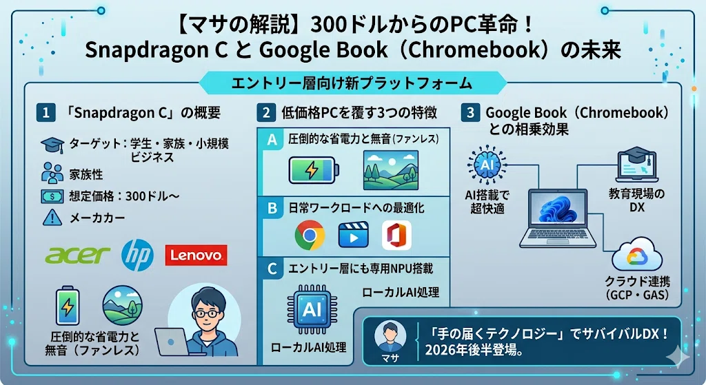 300ドルの革命！新チップ「Snapdragon C」が拓く、低価格Chromebook