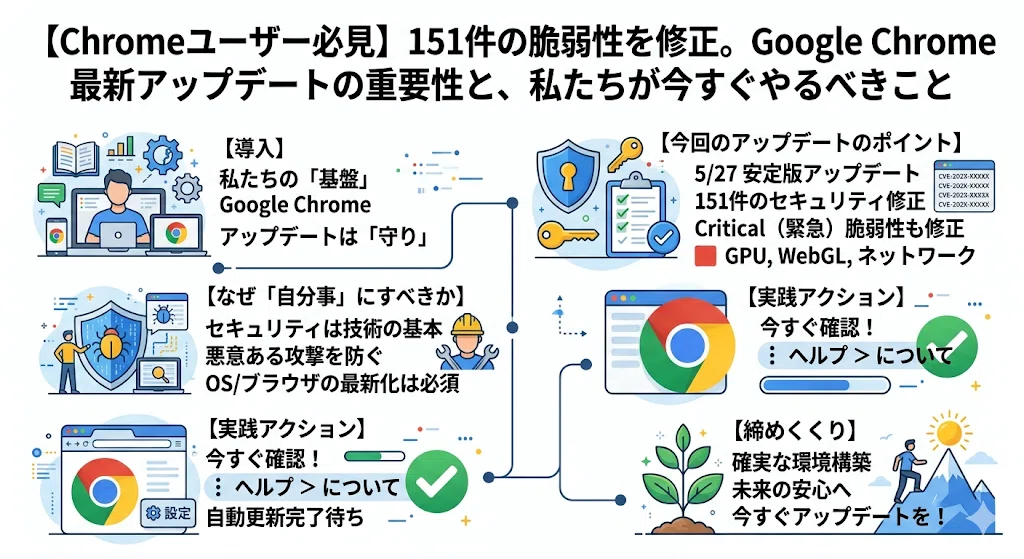 Chromeユーザー必見】151件の脆弱性を修正。Google Chrome最新
