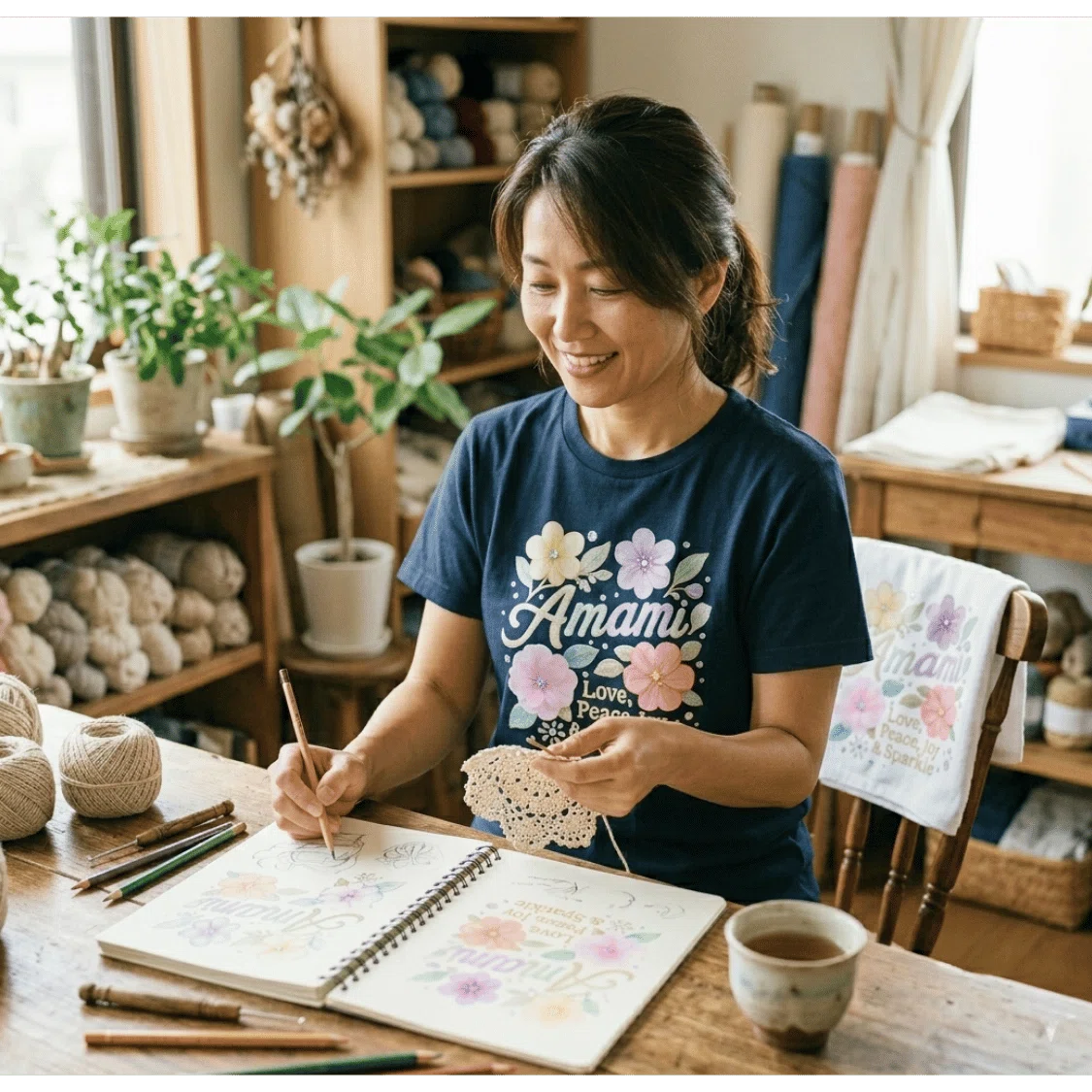 ラインストーン＆刺繍調】Amami フラワーデザイン｜i love gaia