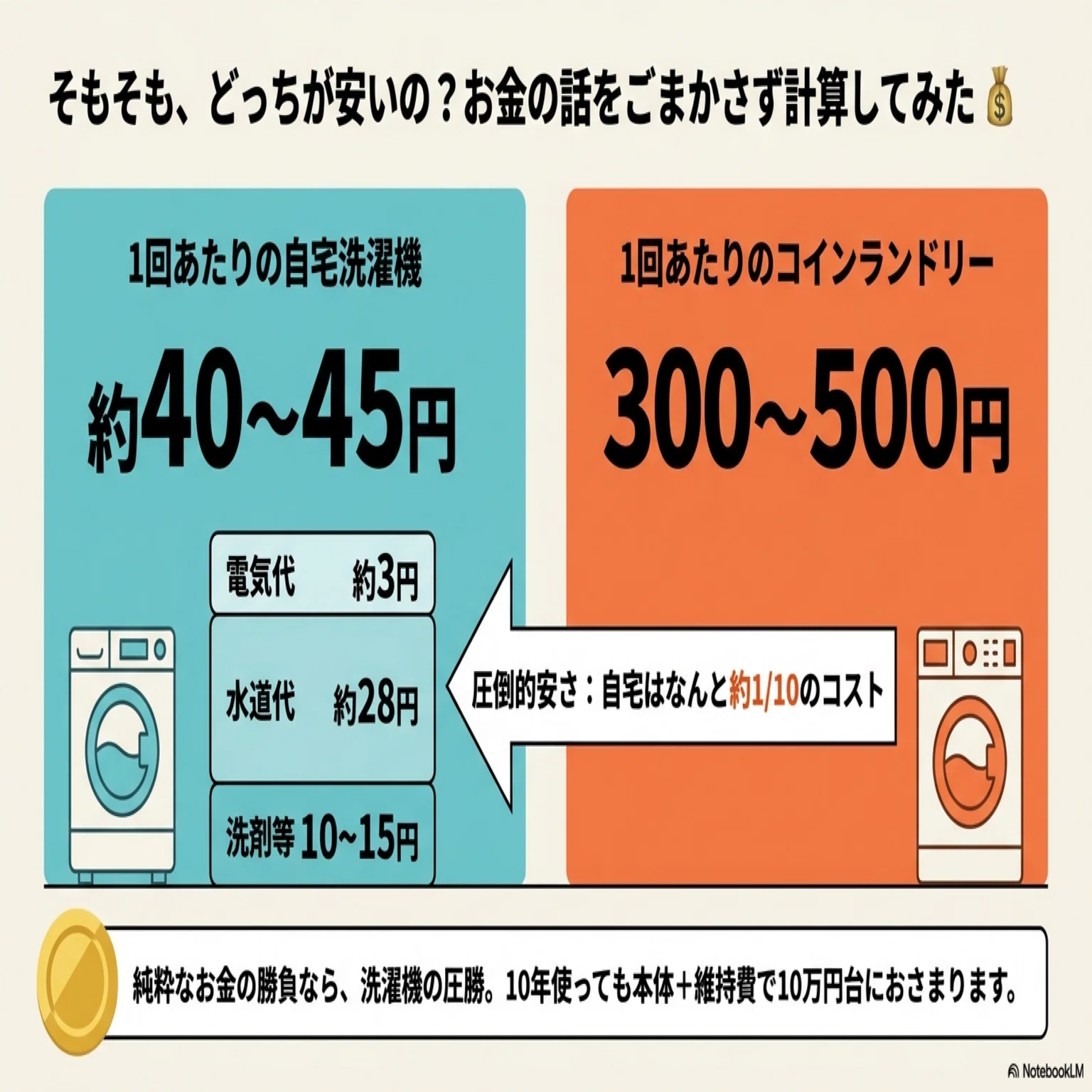 洗濯機を買う？コインランドリーで十分？一人暮らしの洗濯、10年で70万 