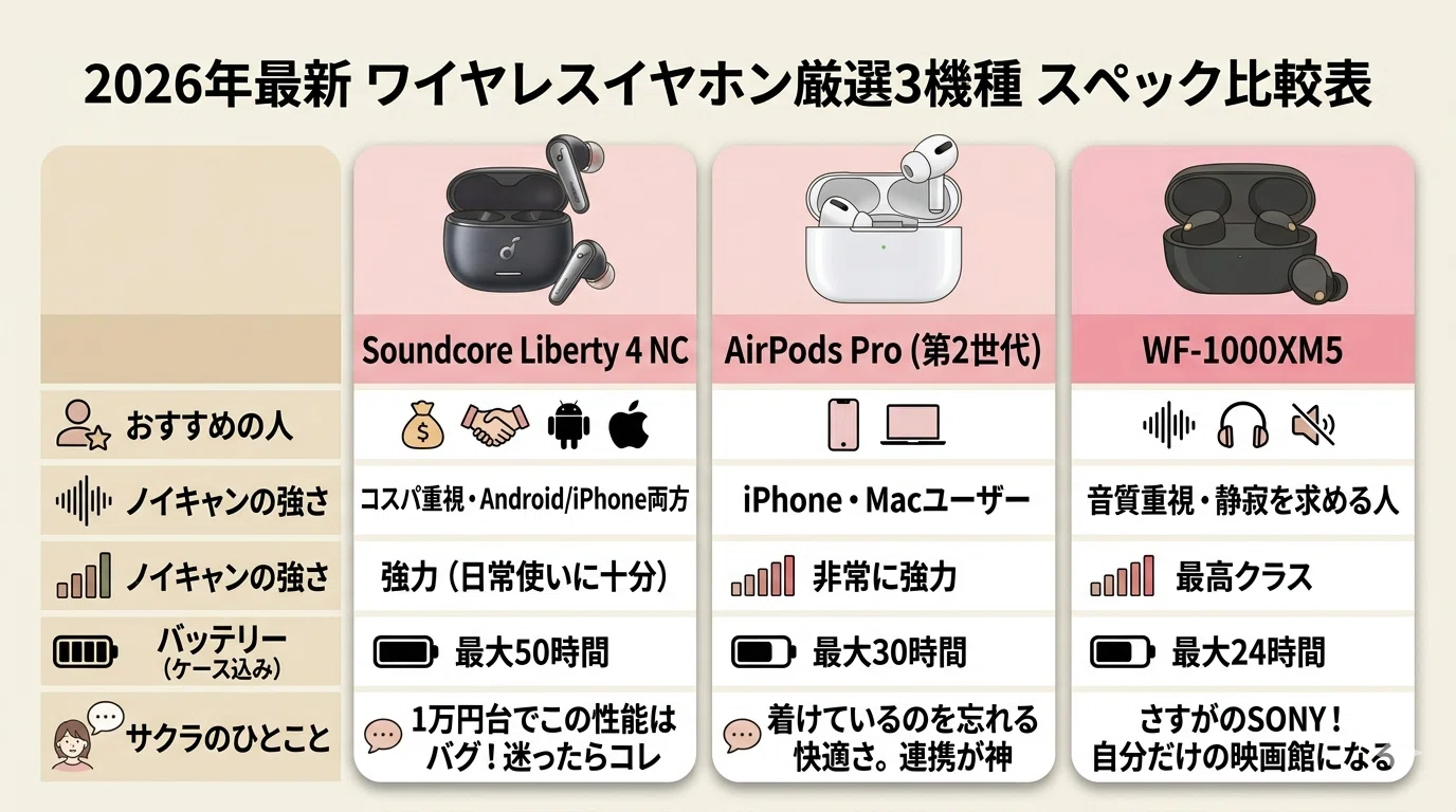 2026年最新】ワイヤレスイヤホンはどれを買うべき？失敗しない選び方と