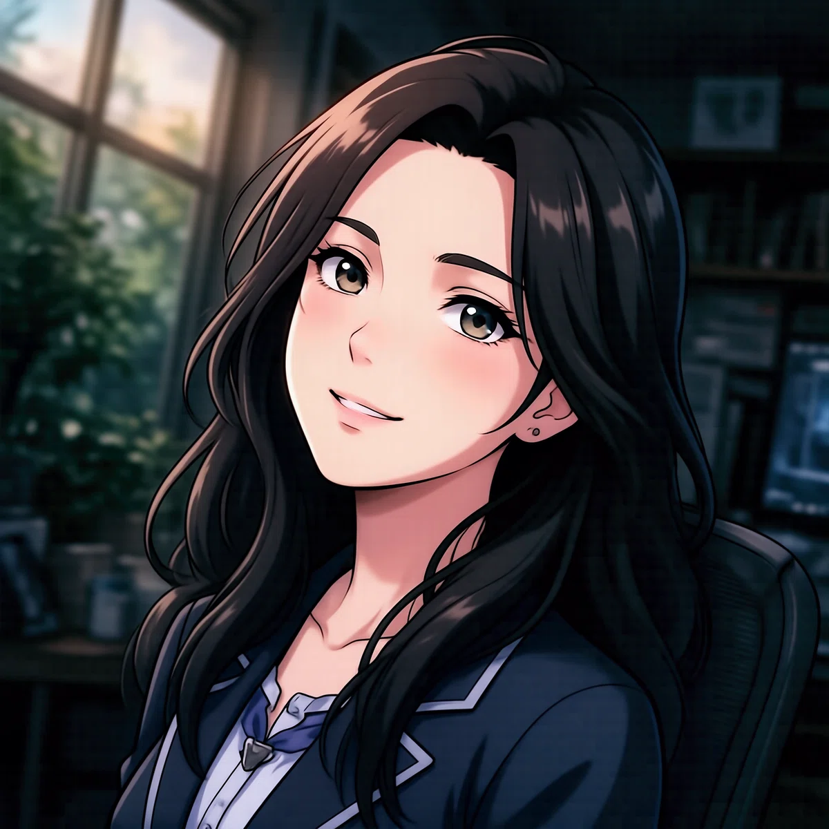 HiDream-O1-Image_clear_v1で生成されたアニメスタイルの女性。黒髪ロング、の大人びた雰囲気