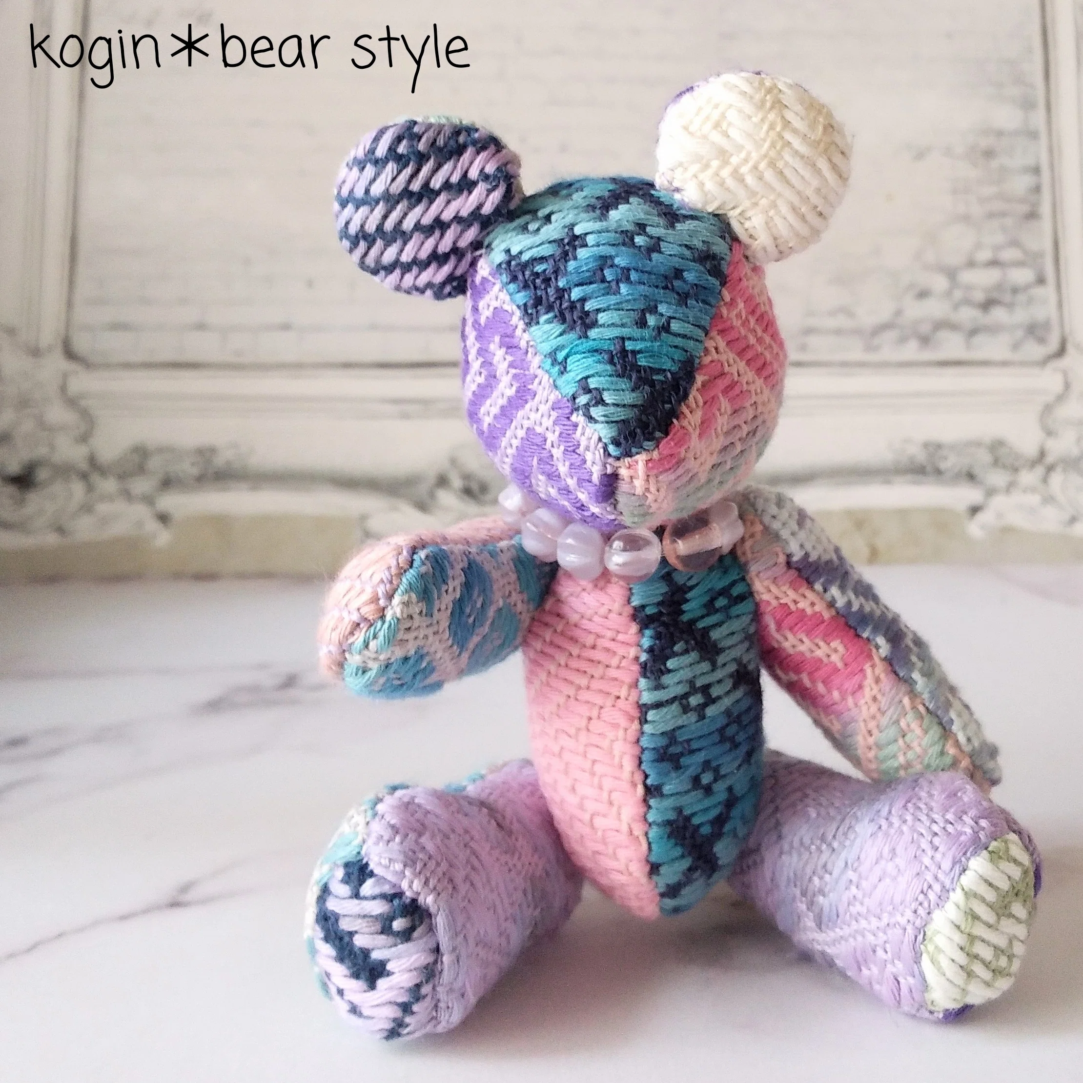 Zero Waste Day. Kogin-zashi bears made from fabric scraps.｜こひろ