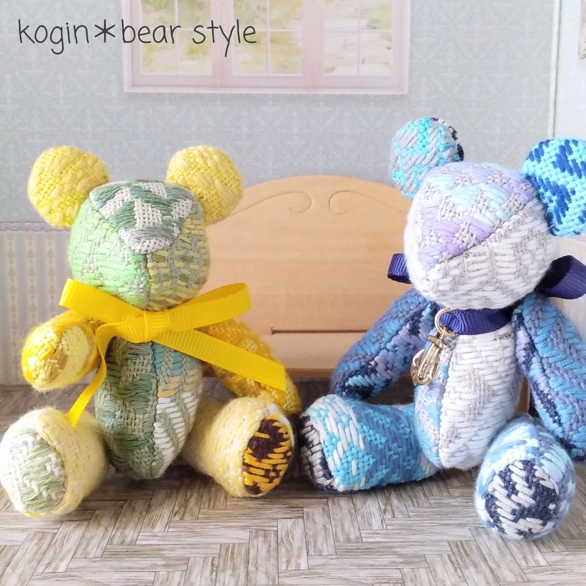 Zero Waste Day. Kogin-zashi bears made from fabric scraps.｜こひろ
