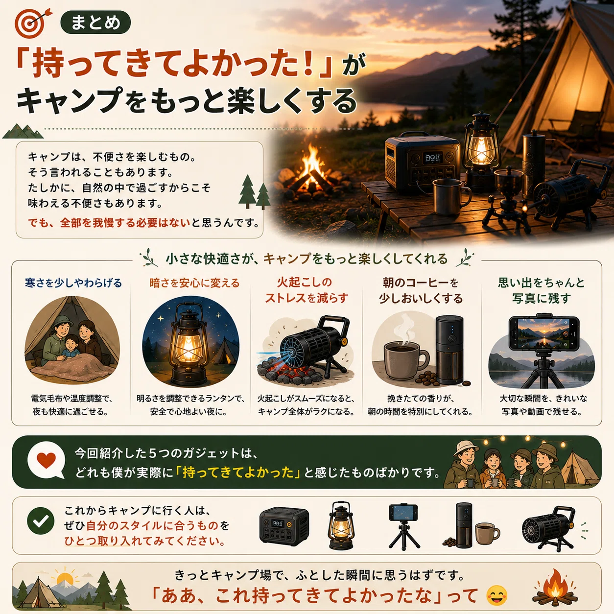 🏕️🏕️キャンプで「持ってきてよかった！」と本気で思ったおすすめ