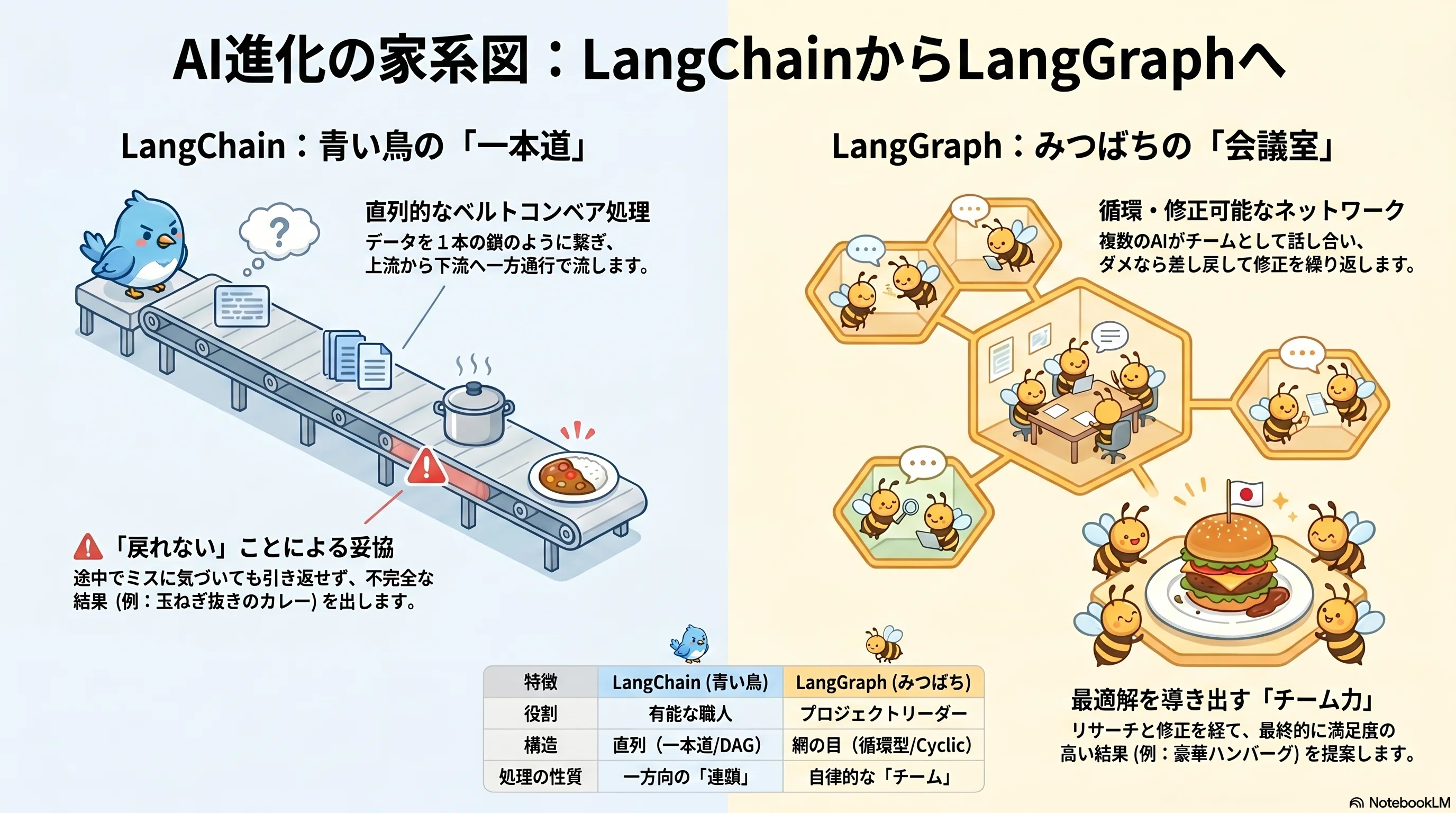 AI進化の「一本道」から「網の目」へ。LangChain と LangGraph を1分で