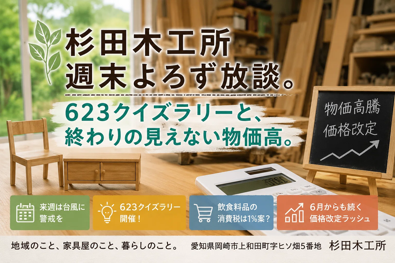 再開受付中‼️杉板の木端袋入り‼️早い者勝ち‼️ 📅20260530。杉田木工所ウィークエンドトーク｜杉田木工所週末よろず