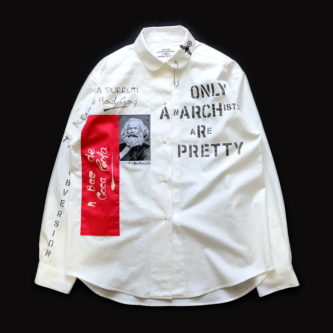 anarchy shirt 105 white riot（custom made）：白の中に引かれた境界線。｜t.n.A.f.t.
