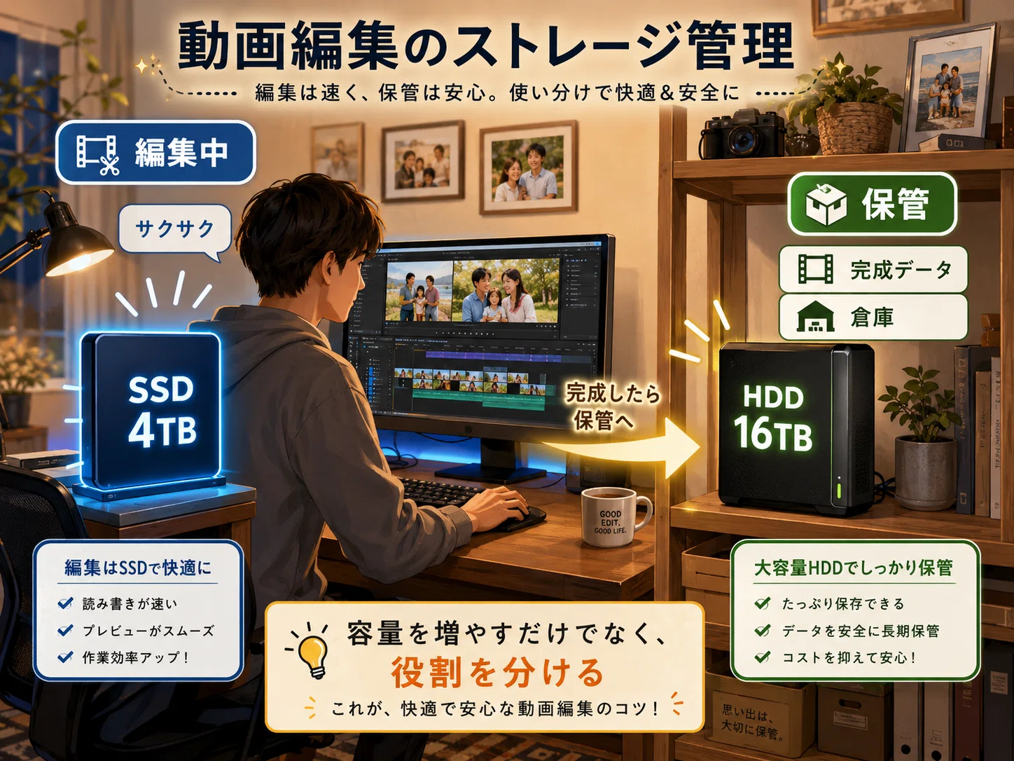 外付けHDDラックで16TB増設！4K動画の編集を快適にするストレージ構築