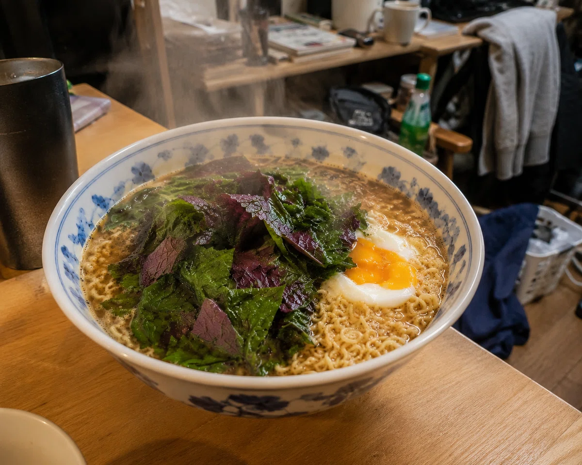 即席ラーメン ハンダマ&卵トッピングの図