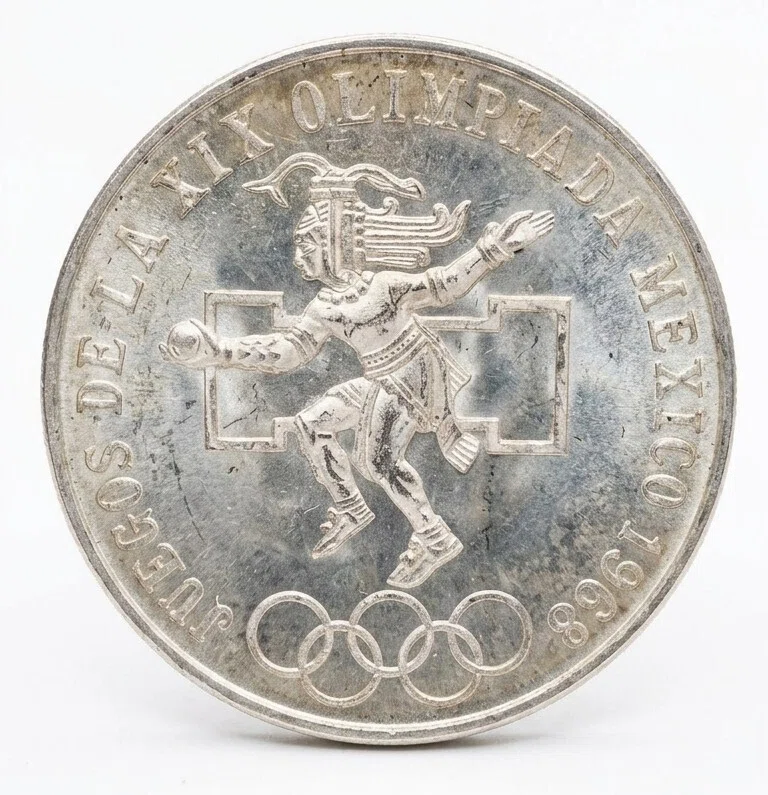 コイン紹介】1968年メキシコ五輪 25ペソ銀貨（PCGS MS66）のアステカ美