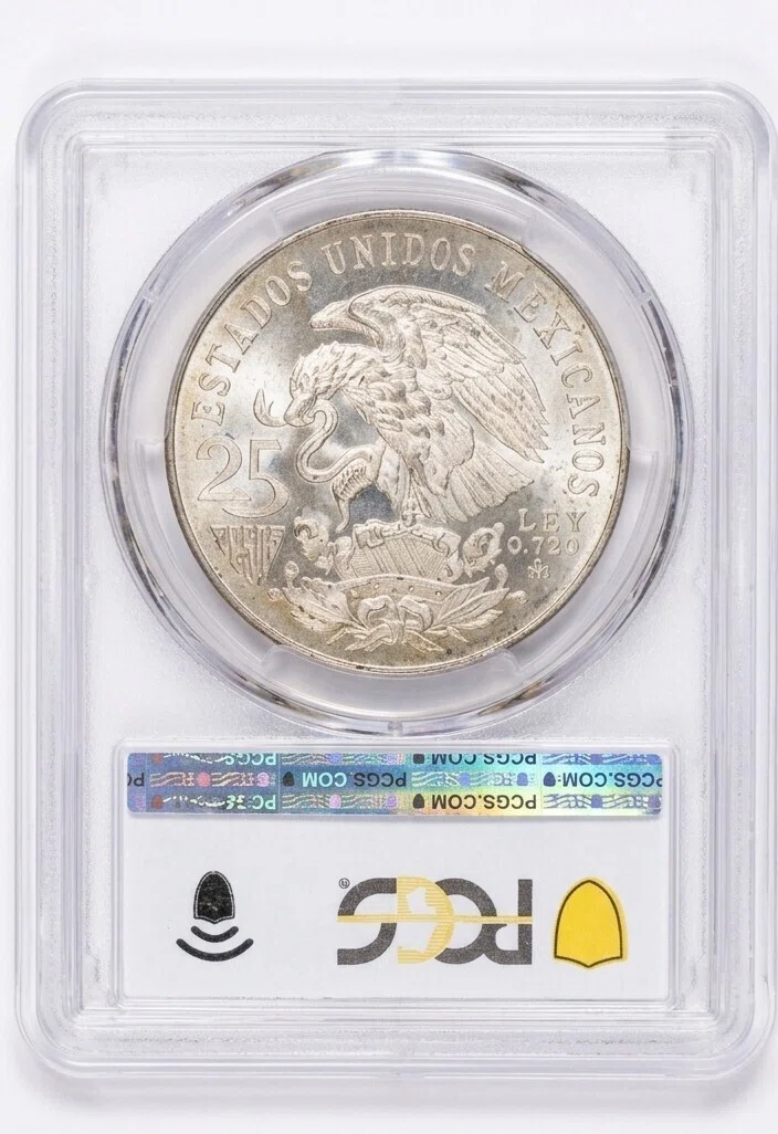 コイン紹介】1968年メキシコ五輪 25ペソ銀貨（PCGS MS66）のアステカ美