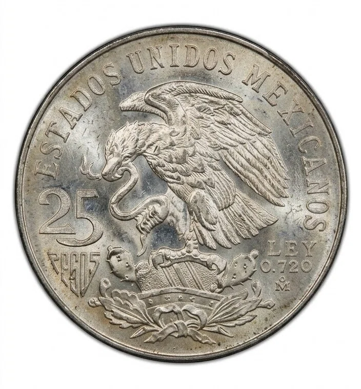 コイン紹介】1968年メキシコ五輪 25ペソ銀貨（PCGS MS66）のアステカ美