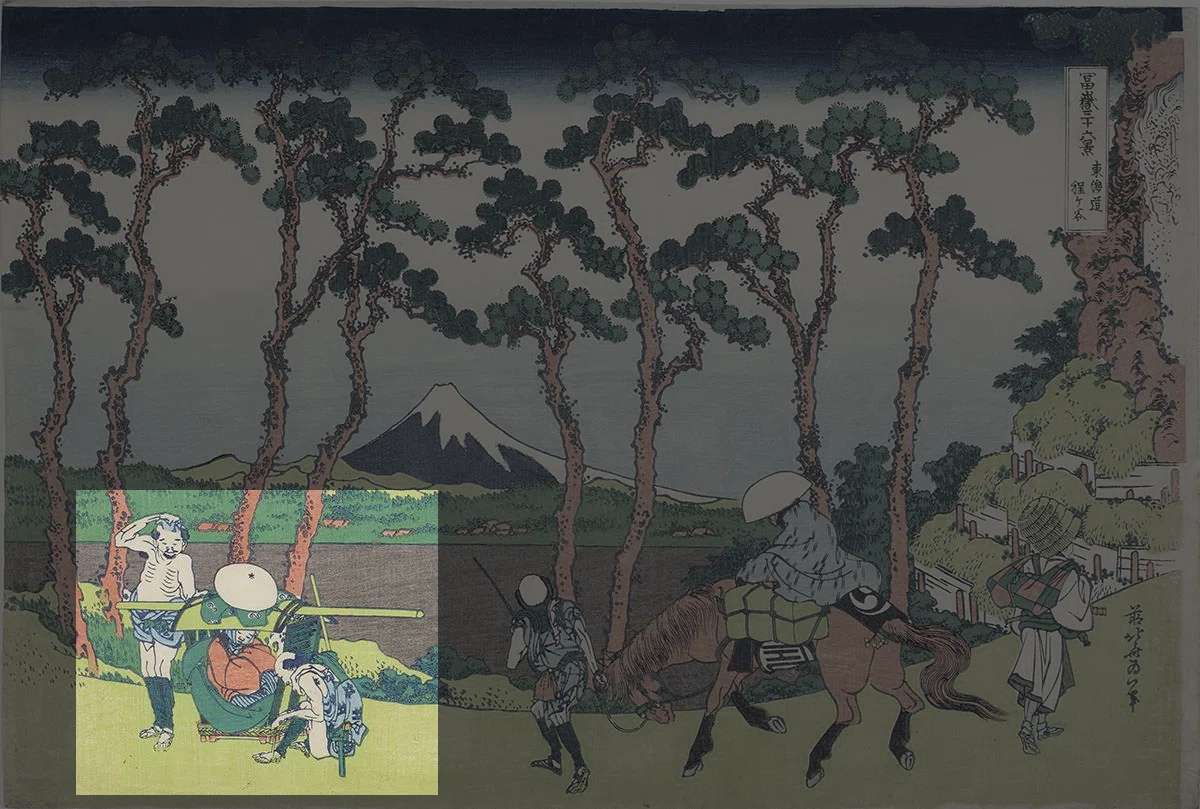 冨嶽三十六景」展出品作⑧ 葛飾北斎《東海道 保土ヶ谷》天保元年～4
