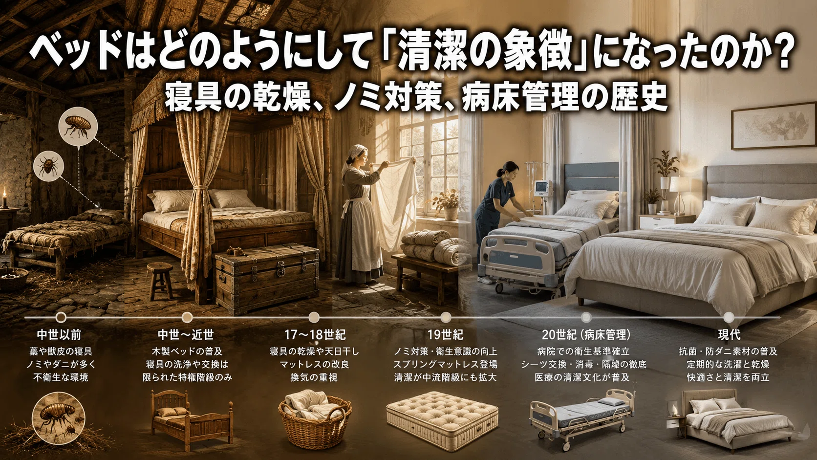 ベッドはどのようにして「清潔の象徴」になったのか？寝具の乾燥、ノミ 