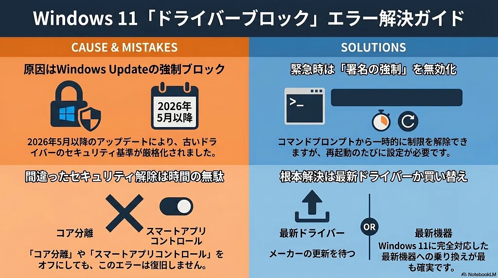 解決方法】「ドライバーはブロックされました、ドライバーポリシーに