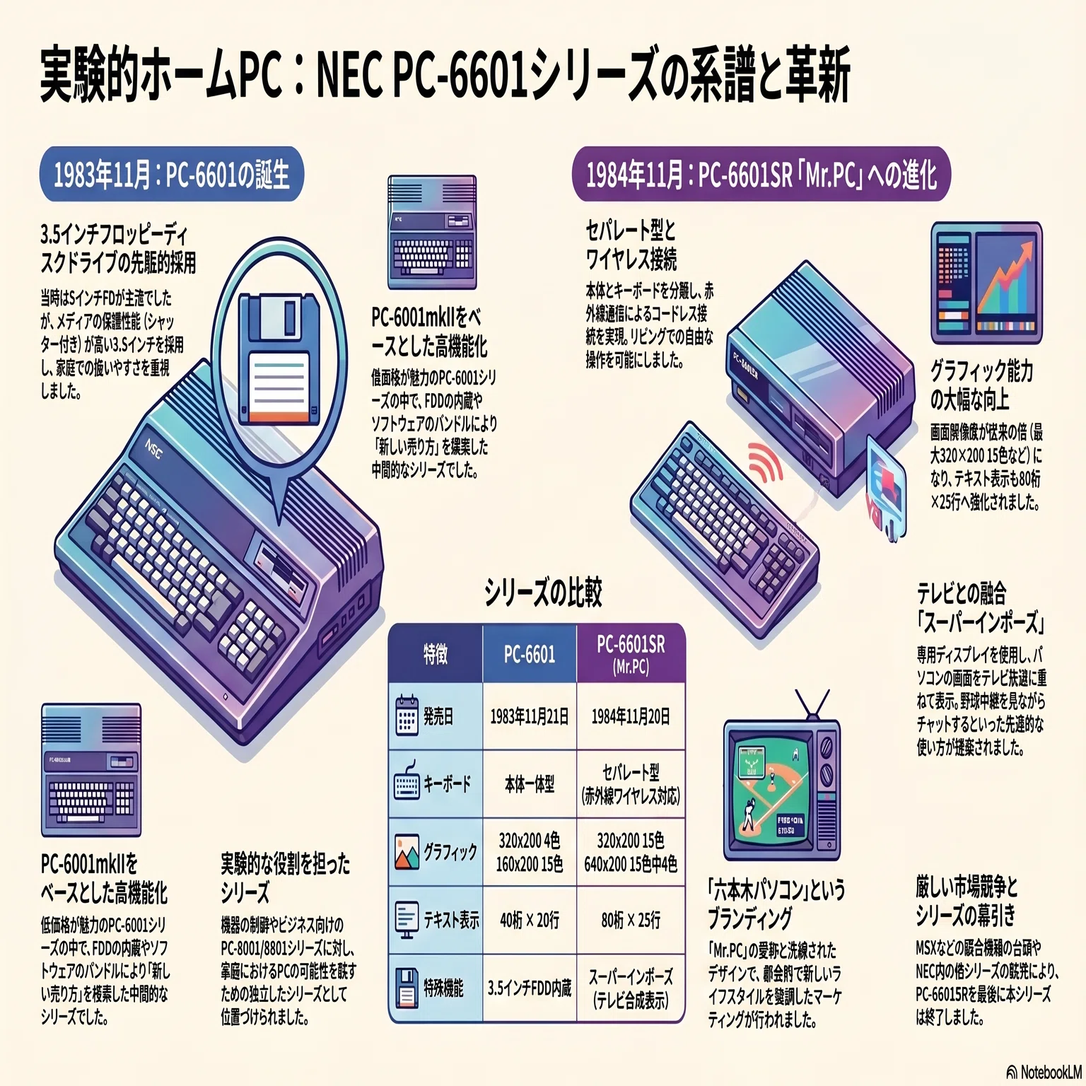 PC-6601とPC-6601SR - 実験的な役割を担ったホームPC｜kzn