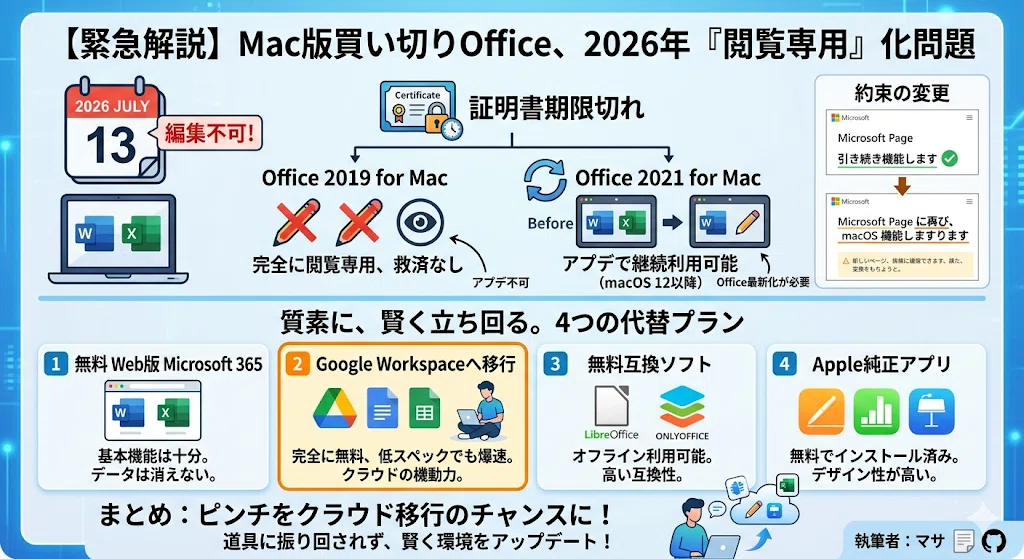 2026年7月の衝撃】Mac版Office 2019が「閲覧専用」に？買い切りソフト