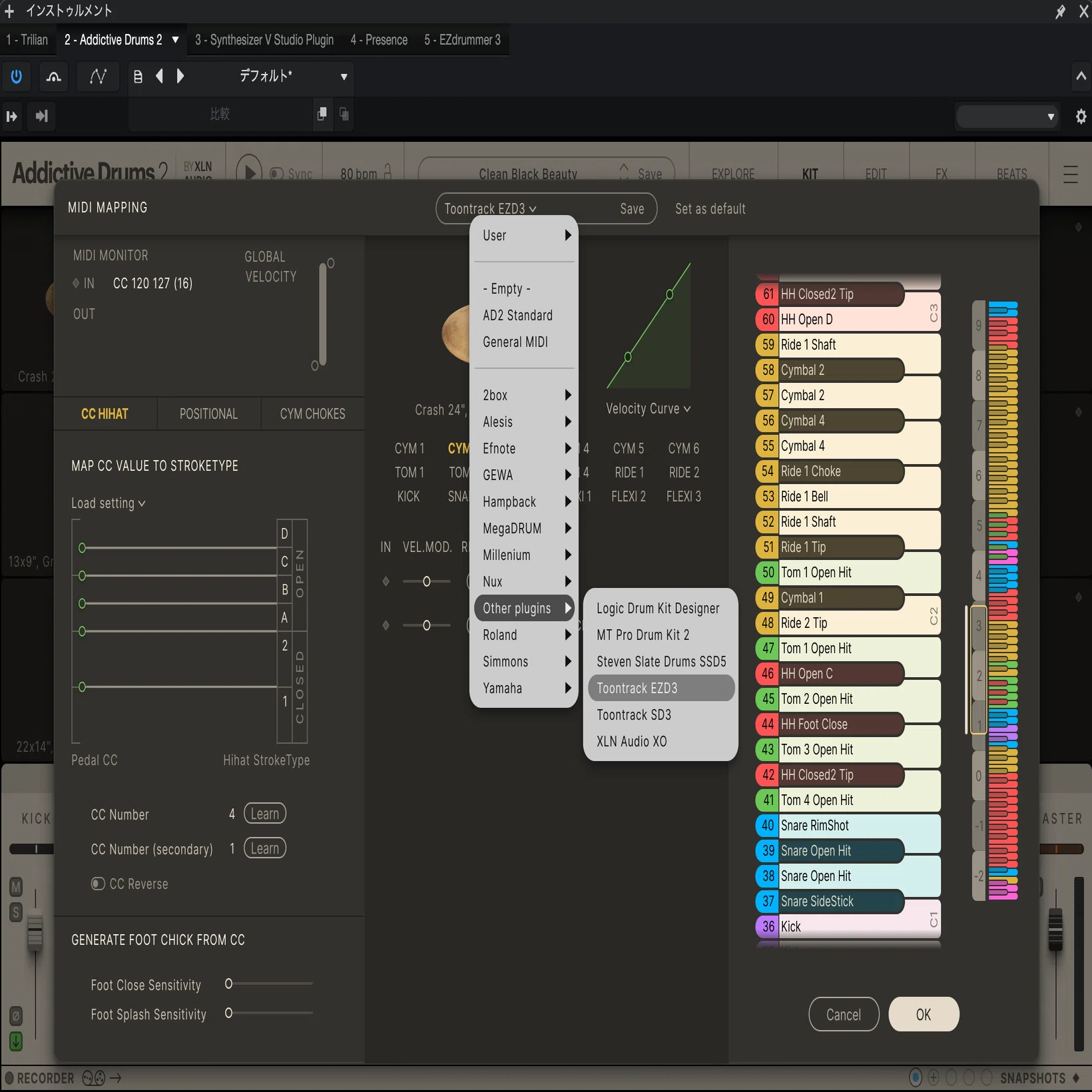 I created drum maps for Fender Studio Pro to coexist and utilize