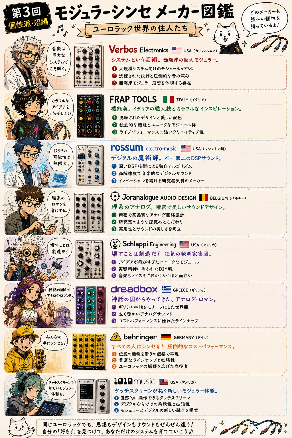 モジュラーシンセ】全文公開 入門記事 aiにメーカー図鑑を書かせてみた