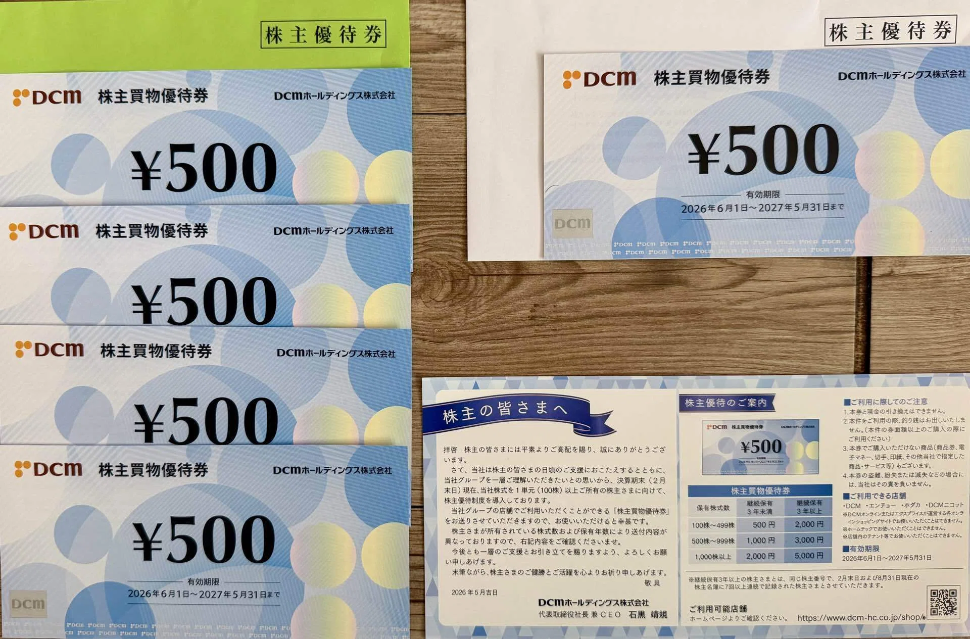 株主優待】DCMホールディングス（3050）2026年度 株主買物優待券が届い