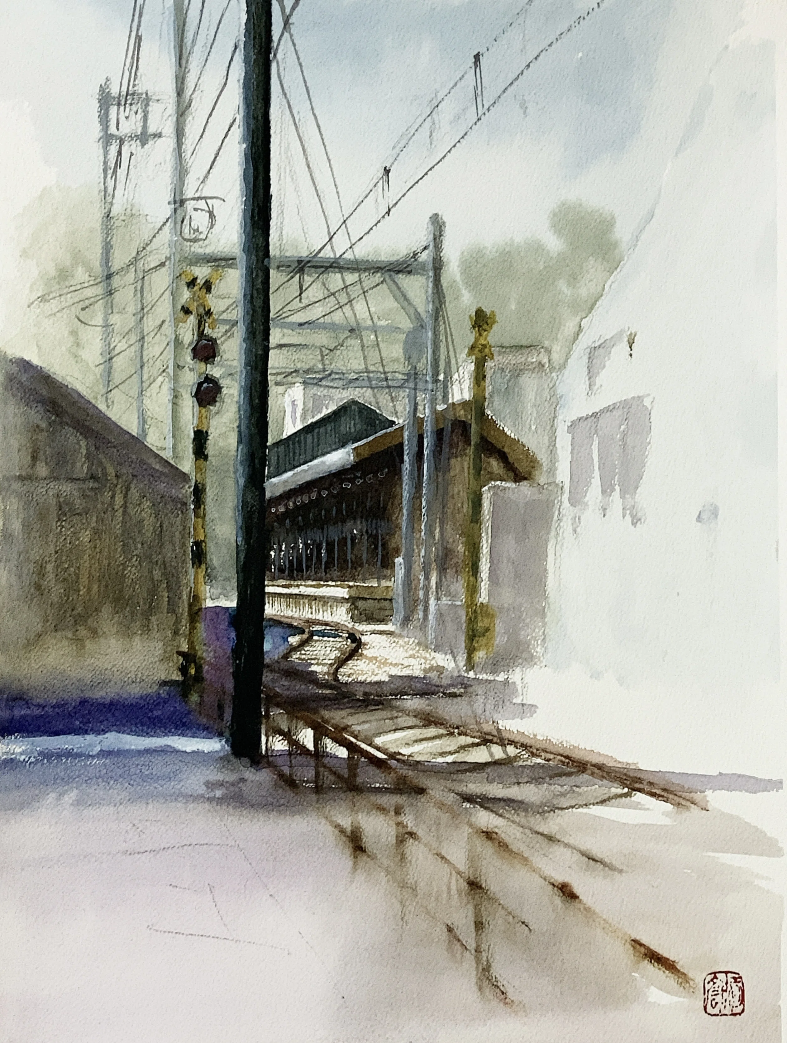 水彩画174】 江ノ電駅舎｜tatatotoya