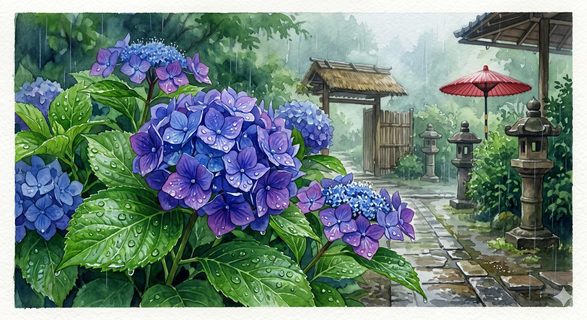 紫陽花の水彩画でヘッダー更新 ── Geminiのおまけイラスト付き|都路 紫陽花の水彩画でヘッダー更新 ── Geminiのおまけイラスト付き|都路