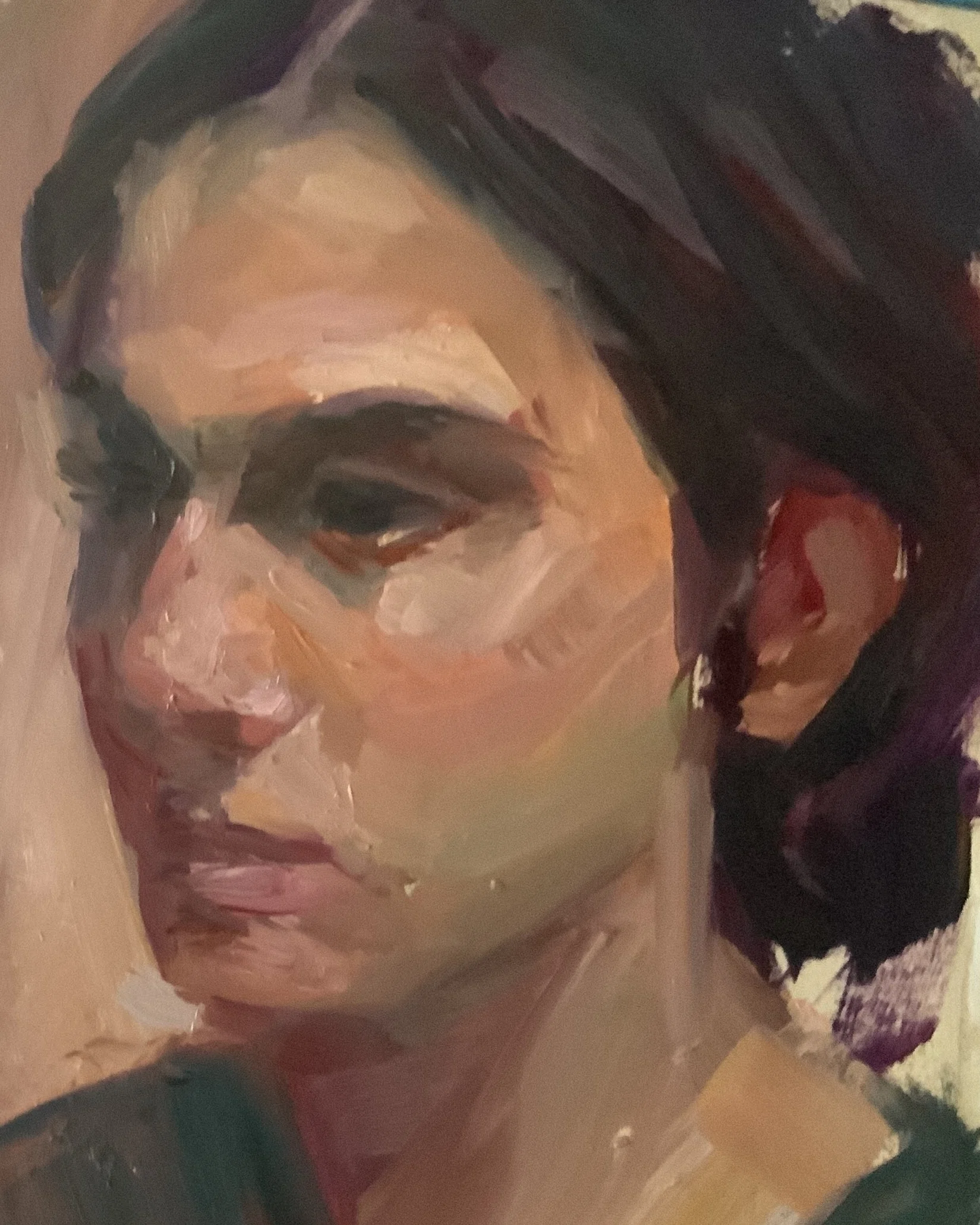 油絵 no.69 下絵ではなく、色を積み重ねて女性を描く｜なお