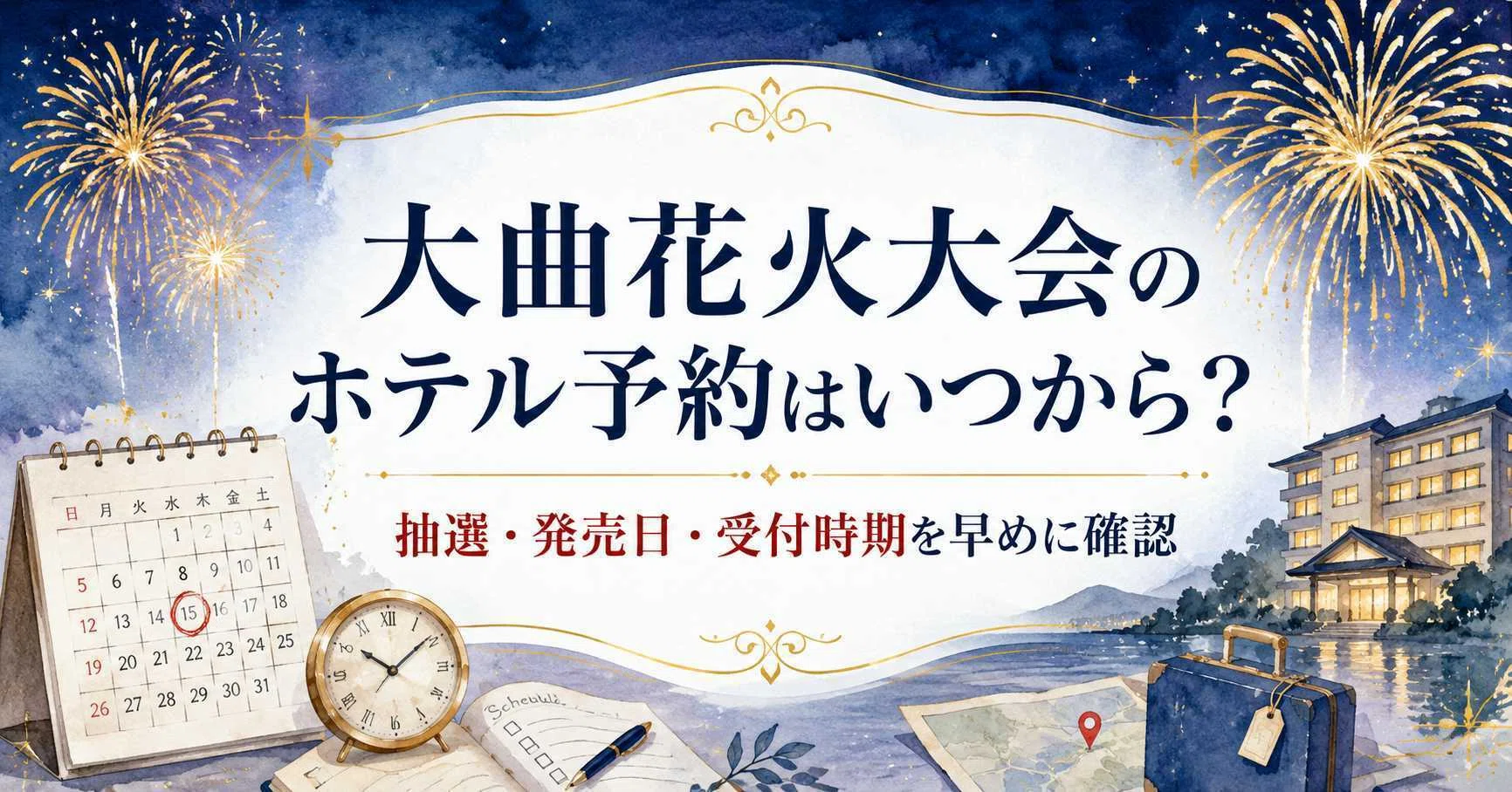 2026】大曲花火大会のホテル予約はいつから？会場近く・周辺のおすすめ