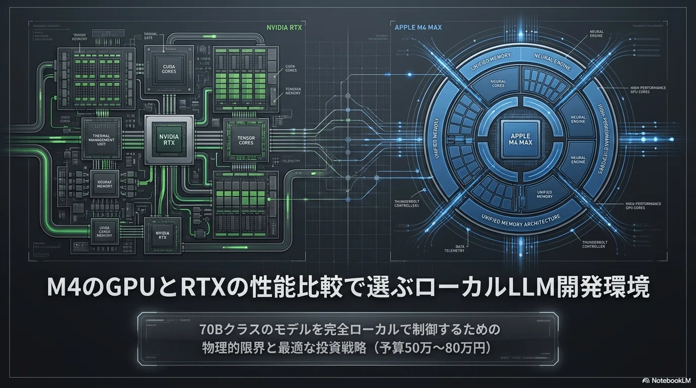 M4のGPUとRTXの性能比較で選ぶローカルLLM開発環境｜「徹底比較