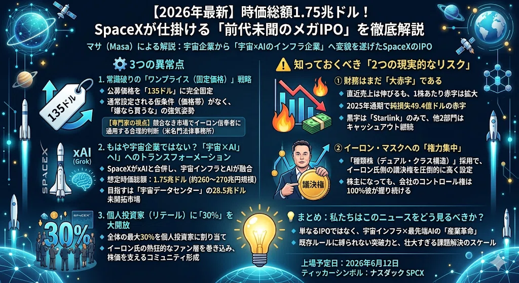 2026年最新】時価総額1.75兆ドル！SpaceXが仕掛ける「前代未聞のメガ